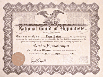 Certificat Hypnotiseur-Hypnothérapeute